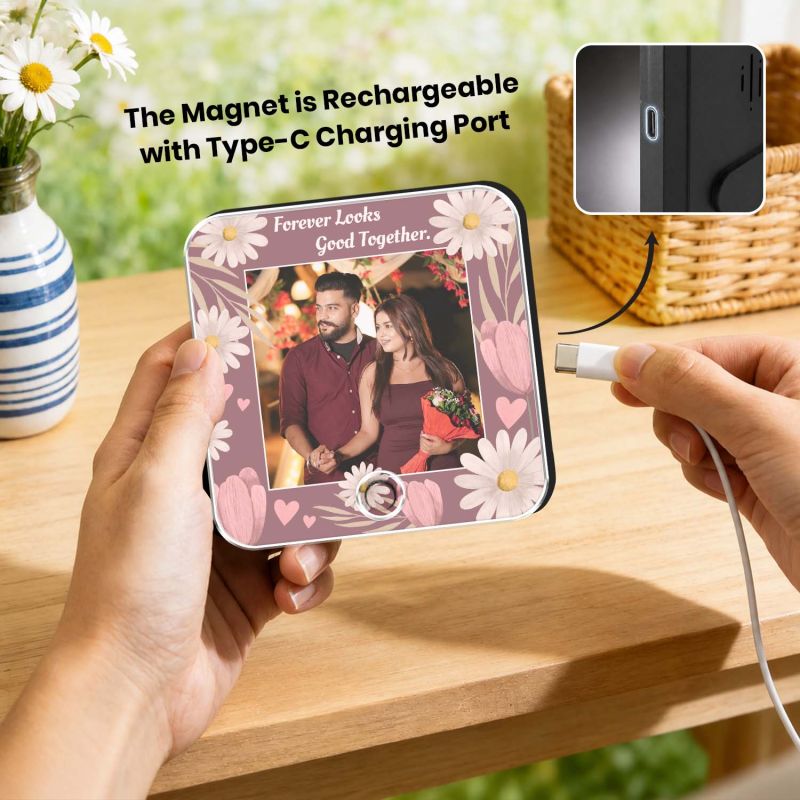 Birthday Gift for Wife Husband Girlfriend Boyfriend Personalized Musical Fridge Magnet with Custom Photo and Song Memory Couple Photo Fridge Magnet